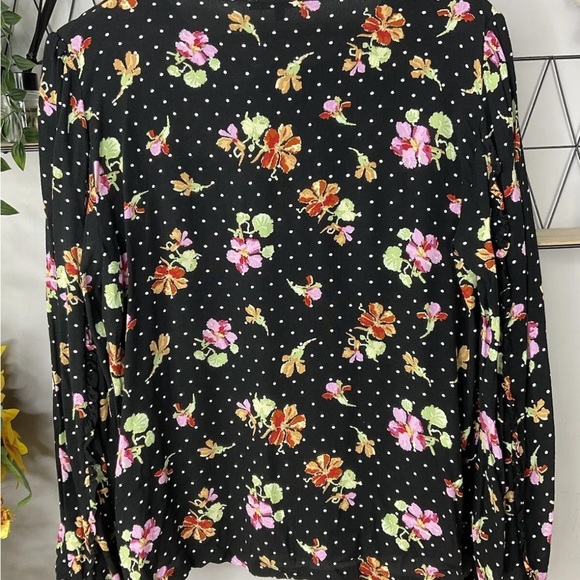 Oliver Bonas Floral Crepe Blouse Tie Neck Shirt Top UK 14 - Picture 2 of 5